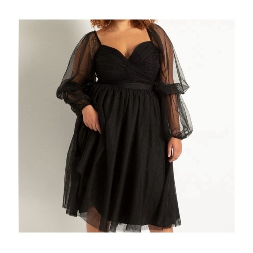 Eloquii Puff Sleeve Dress Size 16 Black Whimsigoth Fairycore Witchy